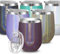 THILY T2 Weinglas, Edelstahl, isoliert, ohne Stiel, tragbar, Reiseweinglas mit auslaufsicherem Deckel und wiederverwendbarem Strohhalm, 340 ml, Glitzer Rotbraun