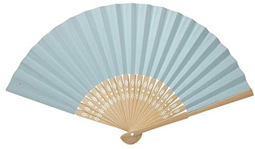 Hztyyier Eventail en Papier Couleurs Variées Côtes de Bambou Ventilateur Pliant Portable pour Peinture Calligraphie Décoration de Fête Bricolage (Bleu clair) Other Decorative Items