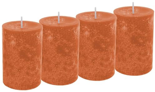 Unbekannt 4 Kerzen Stumpenkerzen Tischdeko Herbst Deko Adventskerzen Kürbis Orange
