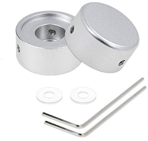 Bitray Fußnagelkappen aus Aluminium mit Schraubenschlüssel, Gitarreneffekt-Pedal, Effektpedal, Fußschalter-Aufsatz (2,4 x 1,2 cm, silberfarben, 2 Stück)