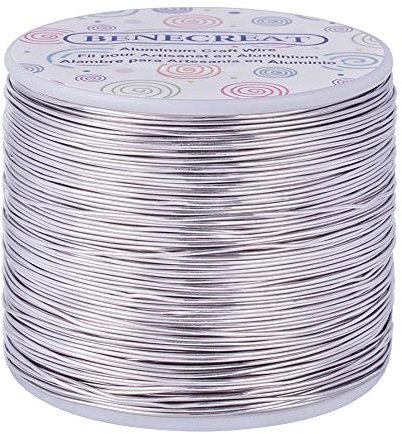 BENECREAT 235m 0.8mm Alambre de Aluminio Alambre Manualidades Hilo de Aluminio Color Primario Antióxido y sin Decoloración Alambre para Fabricación Bisutería y Artesanía Calibre 20