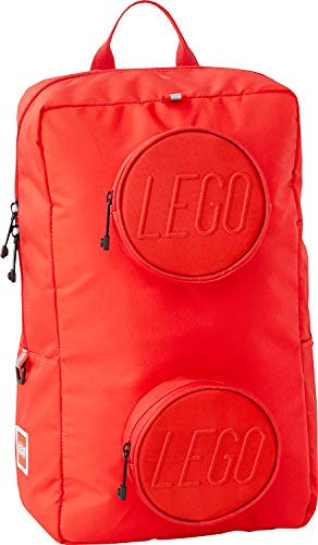 Lego Bags Signature Brick 1x2 Rucksack 18 Liter, Alltagsrucksack ca. 40 x 24 x 13 cm, Freizeit Daypack mit Brustgurt in Rot, Hauptfach mit Laptop und Tablet Fach und 2 Fronttaschen mit Handyfach
