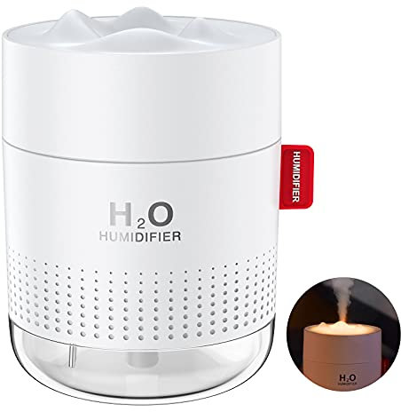 Criacr USB Luftbefeuchter 500ml, Mini Air Humidifier Ultra, Leise Luftbefeuchter mit 2 Nachtlicht Modi, 2 Nebelmodi, Automatische Abschaltung Tragbarer Luftbefeuchter für Haus, Büro, Schlafzimmer