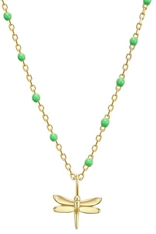 GLANZSTÜCKE MÜNCHEN Damen Kette 925/- Sterling Silber gelbvergoldet 18 Karat Libelle Silberhalskette