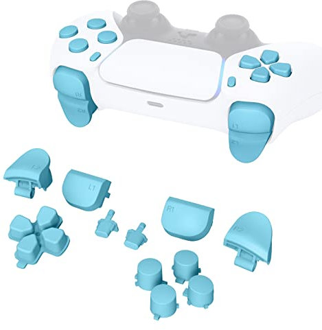 eXtremeRate Tasti Ricambio per ps5 Controller BDM-010/020,D-pad Trigger R1 L1 R2 L2 Grilletti Pulsante Share Option per ps5 Joystick con Cacciavite-Celeste