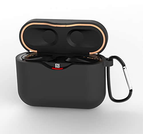 GMUJIAO Funda para Sony WF-1000XM3,Fundas Protectora de Silicona,360° Protección de Cuerpo Completo,Sony WF-1000XM3 Estuche-Negro