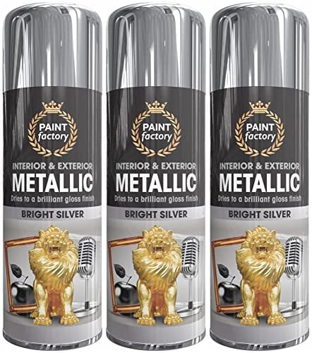 Q&H Metallic Silver Spray Paint for Luxury Vibe - Premium Reflective Metallic Finish Bright Silver Surface Coating - Use on Metal, Plastic, Ceramic - Interior & Exterior Use Brilliant Gloss 400ml (3)