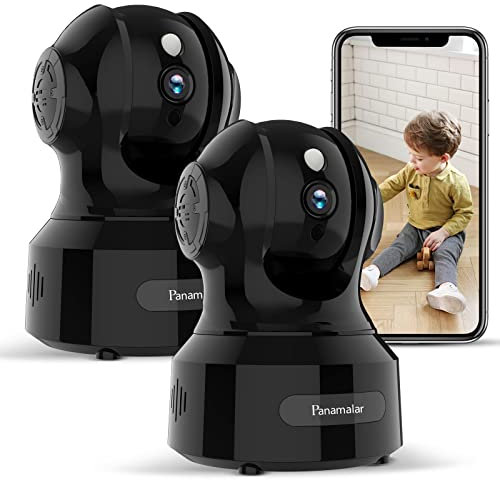 PANAMALAR WLAN IP Kamera,1080P IP Innen Überwachungskamera 350°Schwenkbar FHD unterstützt LAN & WLAN Verbindung/Alexa/2 Weg Audio/Nachtsicht, Indoor Baby Kamera für Baby/Haustier PC Handy, 2Stück