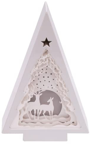 CIM 3D Papercut Lightbox – TREE Deer Couple – Maße: 17x6x26cm – Reh Paar Shadowbox Wohnaccessoire - Schnitzlampe aus Papier – kreatives Nachtlicht – einzigartige Dekoration für Fensterbänke und Regale