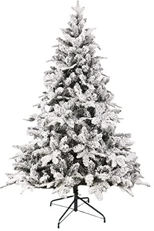 Rebecca Mobili Christmas Tree 210, Artificial Tree, Snow Effect, Pvc Pe, Metal Base, 1791 Branches, Umbrella Opening - Dimensions: 210 × 137 × 137 cm (HxWxD) - Art. RE6759