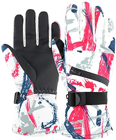 Orbgons Outdoor-Handschuh für Erwachsene, rutschfeste, wasserdichte Handschuhe, Winter-Fleece, warme Fahrradhandschuhe, Winter-warme Telefinger-Handschuhe Handschuhe Touchscreen Damen Klein (Pink, M)