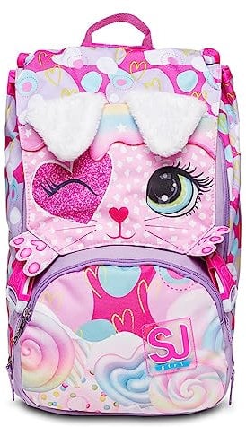 SJ Gang Erweiterbarer Schulrucksack, Rosa, Heart LOLLY, Doppelter Rucksack mit aufklappbaren Orhien, Schule, Mädchen und Jungen, Chiffon, Taglia unica, schule