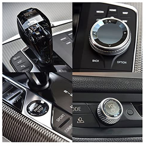 Schalthebelknopf Schalthebelknauf Kristall Vierteiliges Set Auto Schaltknauf Lautstärketaste Für BMW X5 G05 G06 G29 G14 G15 G16 G07 G20 G22 Innenteile (Farbe : White M Mark)