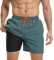 JustSun Maillot de Bain Homme Short de Bain Homme 2 en 1 Séchage Rapide Surf Shorts Court Homme de Plage Piscine Sport Natation avec Compression Liner Vert Gazon L