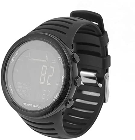 Angeluhren Im Freien, Wasserdicht Multifunktional Angelbarometer „Kompass“ Ansehen Höhenmesser Barometer Thermometertemperatur Sport Im Freien Digitaluhr für Männer (Schwarz)