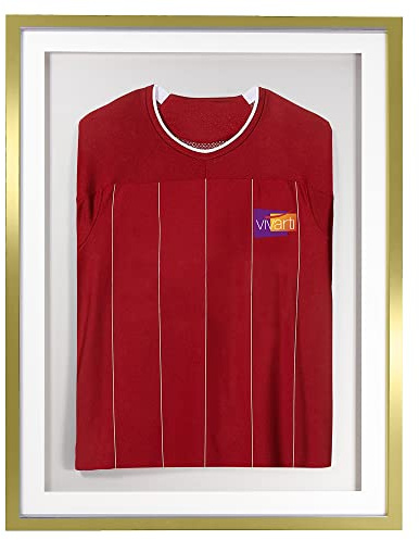 Vivarti DIY 3D Mounted Sports Shirt Display Gold Frame (Junior, 50 x 70cm - Gold Frame, White Mount, White Backing Card)