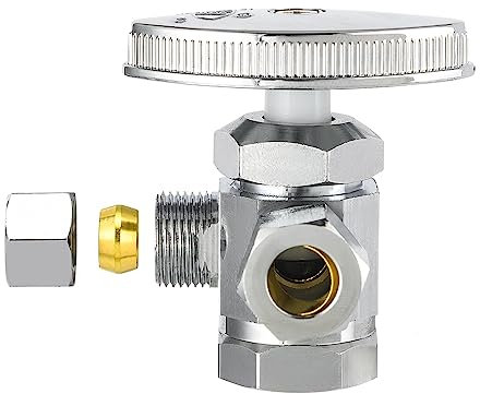 EFIELD Valvola di arresto ad angolo multi-giro a doppia uscita, tubo in ghisa da 1/2 x (3/8 x 3/8), ottone cromato (1)
