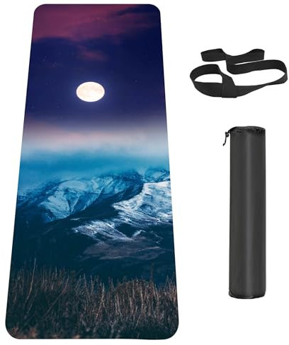 Knsbk Umweltfreundliche, rutschfeste Yogamatte, TPE-Trainingsmatte für Männer und Frauen, dicke Trainingsmatte mit Tragegurt, Fitnessmatten für Übungen, Yoga, Pilates, Boden-Workouts (183x61x6 mm)