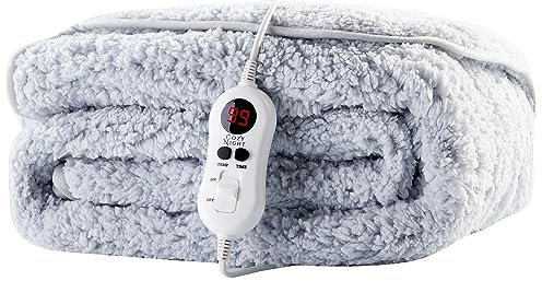 Cozy Night Electric Heated Throw Blanket - 9 Heat Settings & 9 Timer Settings - Machine Washable - Luxurious Sherpa Fleece - 160 x 120 cm (Plein Air)