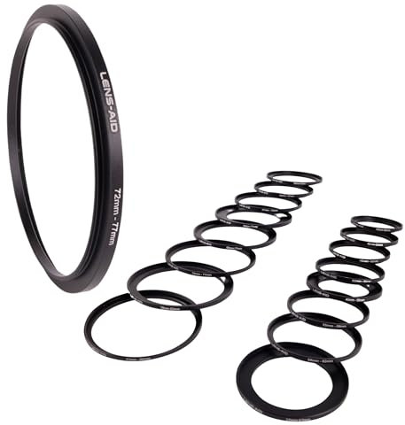 Lens-Aid Step Up Ringe Set 7-teilig (52-82mm) für Kamera Objektive: Filter-Adapter Metall für ND, Polfilter etc. - Adapterring kompatibel zu Sony Canon Nikon Fujifilm Olympus Pentax Leica Sigma Tamron