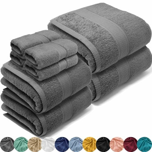 LEBENGOOD Set di Asciugamani Bagno 4 Lavette 30x30, 2 Asciugamani Ospiti/Bidet 50x90, 2 Teli Bagno 70x140 – Asciugamani Doccia Grandi in Cotone 100% Morbidi e Assorbenti, Certificati OEKO-TEX