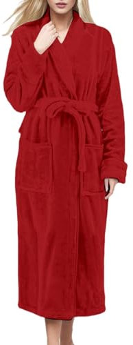 MJGkhiy Vestaglia Donna Pile Invernale Caldo Taglie Forti Manica Lunga Flanella Accappatoio Vestaglie Cotone Con Cappuccio Morbido Peluche Indumenti Da Notte Per Casa Hotel Spa Peluche Accappatoio