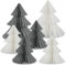 Frau WUNDERVoll® Papierbaum weiß grau Magnetverschluss 6er Set 2xØ19cm H20cm, 4xØ13cm H14cm/ Tannenbaum Weihnachtsbaum Weihnachten Dekoration Tischdeko Weihnachtsdeko Weihnachtsdekoration Fenster-Deko