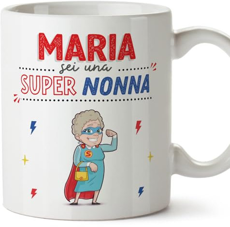 Mugffins Tazza Personalizzata in ceramica per NONNA 11 oz / 350 ml - In italiano - Sei Super! - Idea regalo per compleanno, anniversario, natale