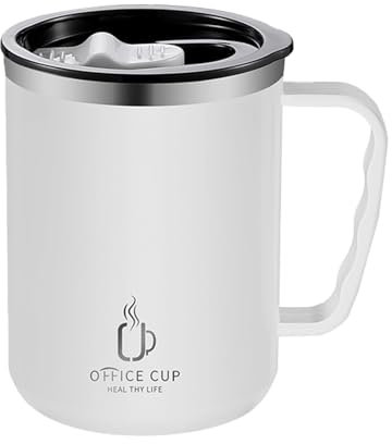 Tasse à café isolée | 500ml Tasse de Voyage isolée en Acier Inoxydable Tasse à café isolée sous Vide réutilisable Tasse à Boire avec Couvercle et poignée - pour Boissons Chaudes et glacées