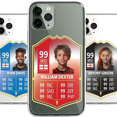 Personalised Football Phone Case - Football Stats Card Style, Ultimate Custom Gift - iPhone 15/16/14/13/12/11 Pro Max, Samsung - CUSTOMISE ONLINE, 12 Colours