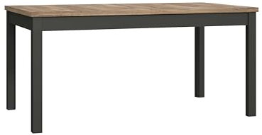 Forte JOKKAZ Esstisch, Moderner Esstisch ausziehbar, Esszimmertisch, Wohnzimmertisch, Holzwerkstoff, Flagstaff Eiche Holzdekor/Schwarz, 160,4 cm breit x 76,6 cm hoch x 90 cm tief
