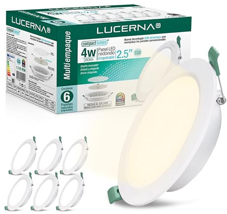 LUCERNA Downlight LED Empotrable 4W - Foco Interior Techo Redondo Blanco Neutro 4000K - 380 LM - Plafón Ф77-82mm - Ojos de Buey para Techo en Pack de 6