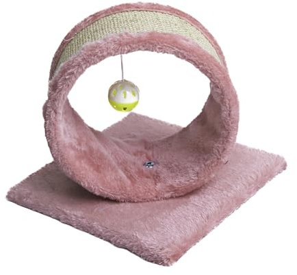 TresGatos Árbol Poste Rascador Gato Fabricado España Aro Cascabel Juguete Mascota (Rosa)