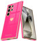 Teageo Coque pour Samsung Galaxy S24 Ultra 5G, Jolie Coque de téléphone pour Filles, Protection Luxueuse d'appareil Photo galvanisé, Coque résistante aux Chocs pour S24 Ultra 5G, Rose Rouge