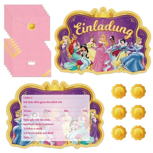 Byhsoep 12x Prinzessin Einladungskarten