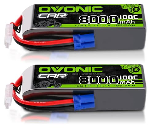 OVONIC 3s Lipo Akku 11.1V 8000mAh 100C mit EC5 Stecker für Auto FPV UAV RC Boot Flugzeug Helikopter Multirotor (2 Stück)