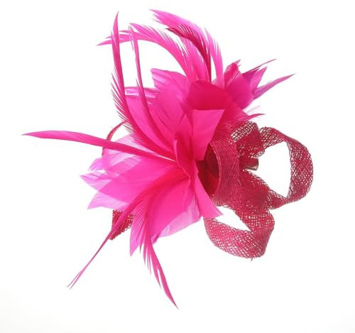 Hotstylezone Small Elegant Flower Clip On Fascinator Hat Wedding,Ladies Day,Race Royal Ascot (UK, Alpha, One Size, Fuchsia)