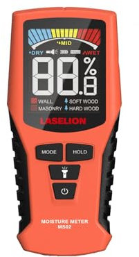 1 Stücke Non-Invasive Feuchtigkeitsmesser Detector Wood Feuchtigkeitsmessgerät with Large Colour Display, Anwendbar Auf Firewood, Walls, Building Materials