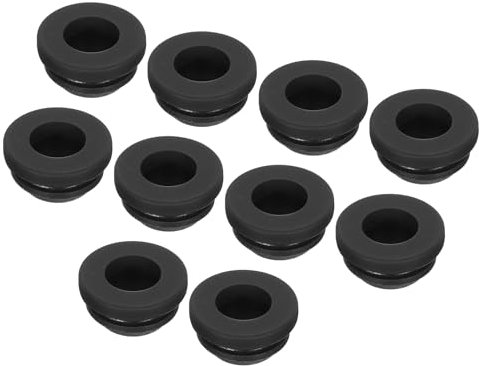 sourcing map 10Pcs Snap Rubber Grommet Plug Mount Dia 10mm ID 7mm Narrow Groove Width 2mm Seal Anti-Scratch for Electrical Box Cable Pipes Black