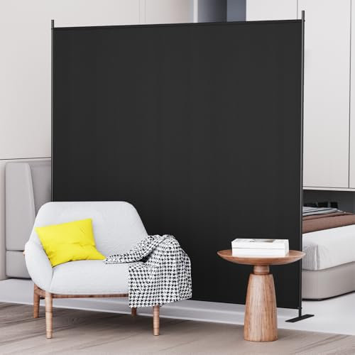 C-Hopetree 1 Panel Room Divider, 180cm Tall Indoor Folding Privacy Screen, Portable Partition Separator, Freestanding Separation Temporary Wall for Office, Bedroom, 180cm W X 180cm H, Black