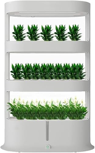 GYDUHYE 4 Layers Hydroponics Growing System, Indoor Herb Garden Kit with Remote Control & LED Grow Light, Aquaponics Grow System Nursery Pots, for Herbs Fruits Vegetables (Color:White)