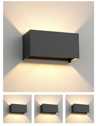ledscom.de 4 Stück Wandleuchte CUBEL für außen, IP65, Up-/Downlight, anthrazit matt, rechteckig, 2x G9 max. 10W
