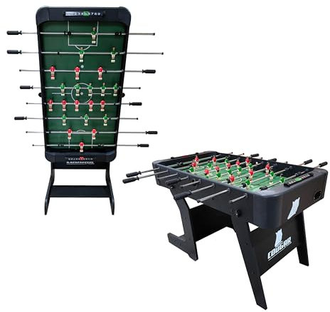 Cougar Around The World Tischkicker in Schwarz | Kickertisch/Fußballtisch klappbar | Spieltisch Inkl. 2 Bälle & Punktezähler | Indoor Tischfußball für Kinder & Erwachsene