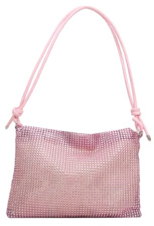AndThree - Bolso de noche con lentejuelas brillantes para mujer, bolso de mano con diamantes de imitación para mujer, bolso cruzado con diamantes de imitación para boda, fiesta de graduación, Pink, 11