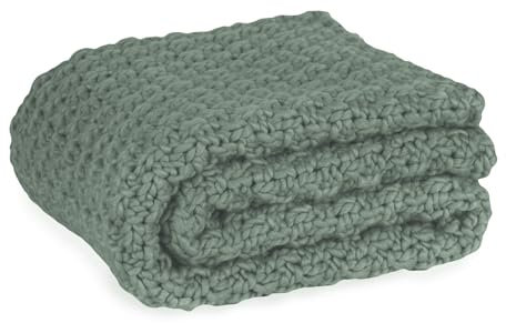 UNUS Decke mit Waffelstrick mit Grobstruktur in Grün