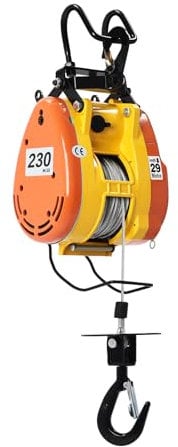 VonVVer Electric Hoist 230KG/500KG - Overhead Electric Hoist Winch 29m Lifting Height Electric Hoist with Wire Remote Control with Limiter & 30m Steel Wire for Garage, Warehouses (230KG Gelb)