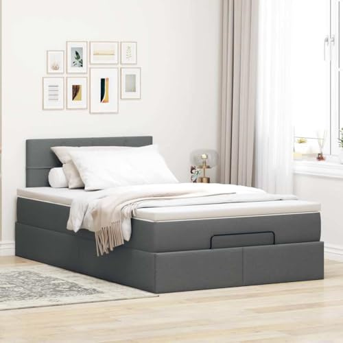 Willood Boxspringbett mit Matratze Großer Stauraum unter dem Bett Dunkelgrau 120 x 200 cm Block mit Quadraten