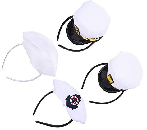 LIFKOME Zarte 4-teiliges Kapitänsmütze-haarband für Jungen und Mädchen Im Marine-stil Matrosenmütze Stirnbänder Halloween-kostüm-zubehör Party-kleidung