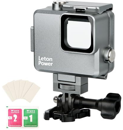 LetonPower Custodia subacquea impermeabile in lega di alluminio per GoPro HERO - Custodia subacquea 80M con supporto, custodia subacquea protettiva compatibile con HERO 2024