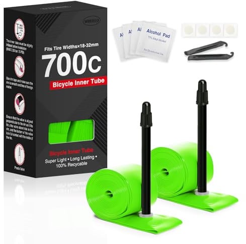 Hycline 2er-Pack TPU Fahrrad Schlauche: 700x18-32C (28 Zoll) TPU Rennrad Schlauche Ultraleichter (35g), 65mm Presta-Ventil with 2 Reifenheber